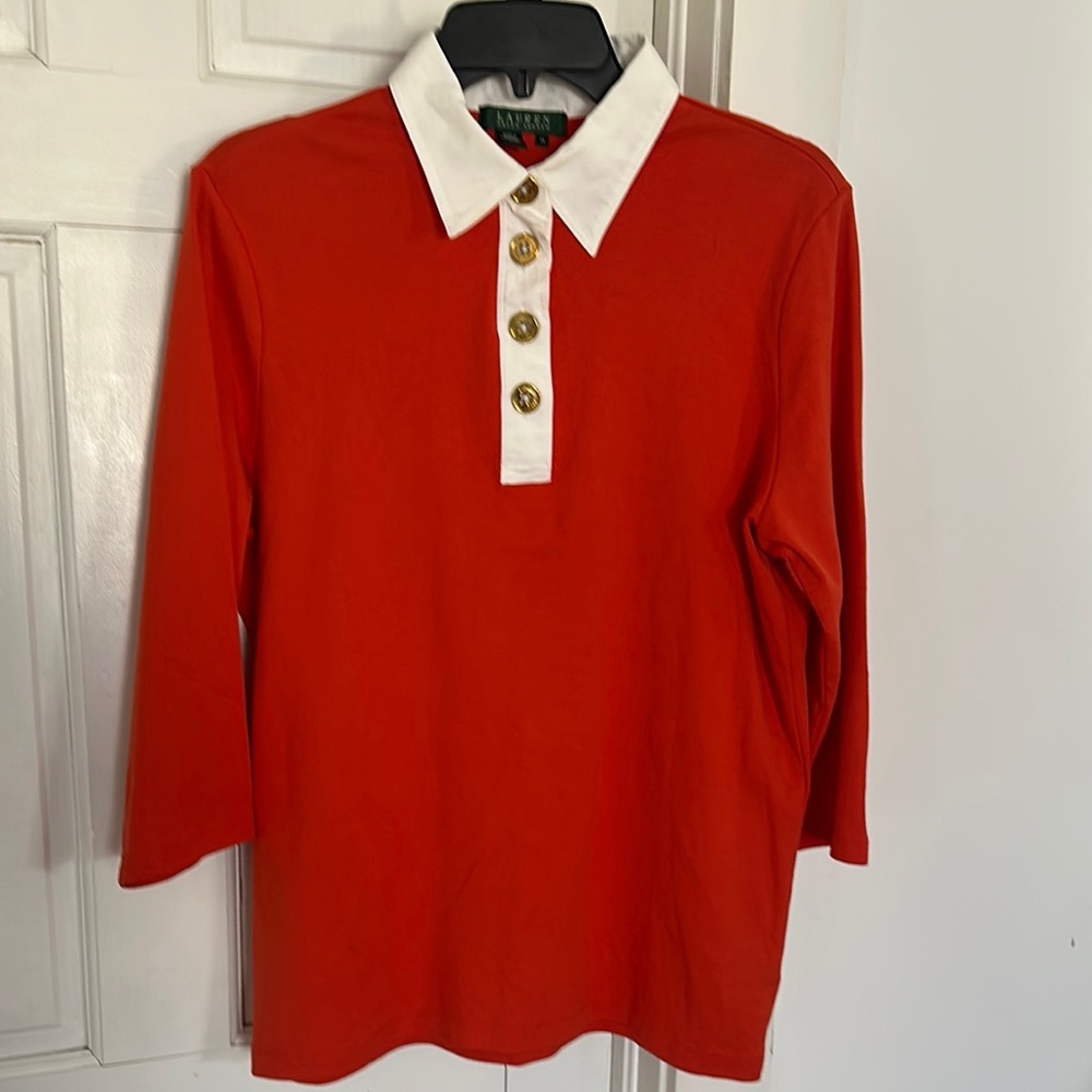 Ralph Lauren Orange Long Sleeve Polo Shirt